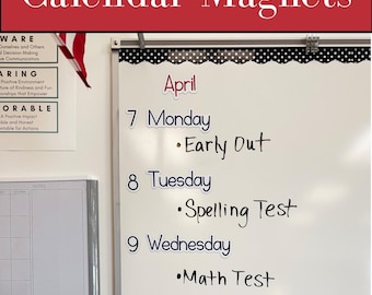 Calendar Magnets, Dry erase calendar, customized magnet, classroom decal, teacher decal, classroom dry erase, classroom magnets, schedule