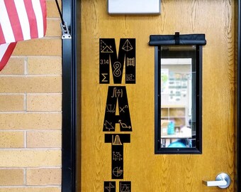 Advanced Math Door Decal | Vinyl Classroom Sign for Teachers | Algebra Geometry Calculus Décor | Math Lab Wall Sticker | Math Icon Art
