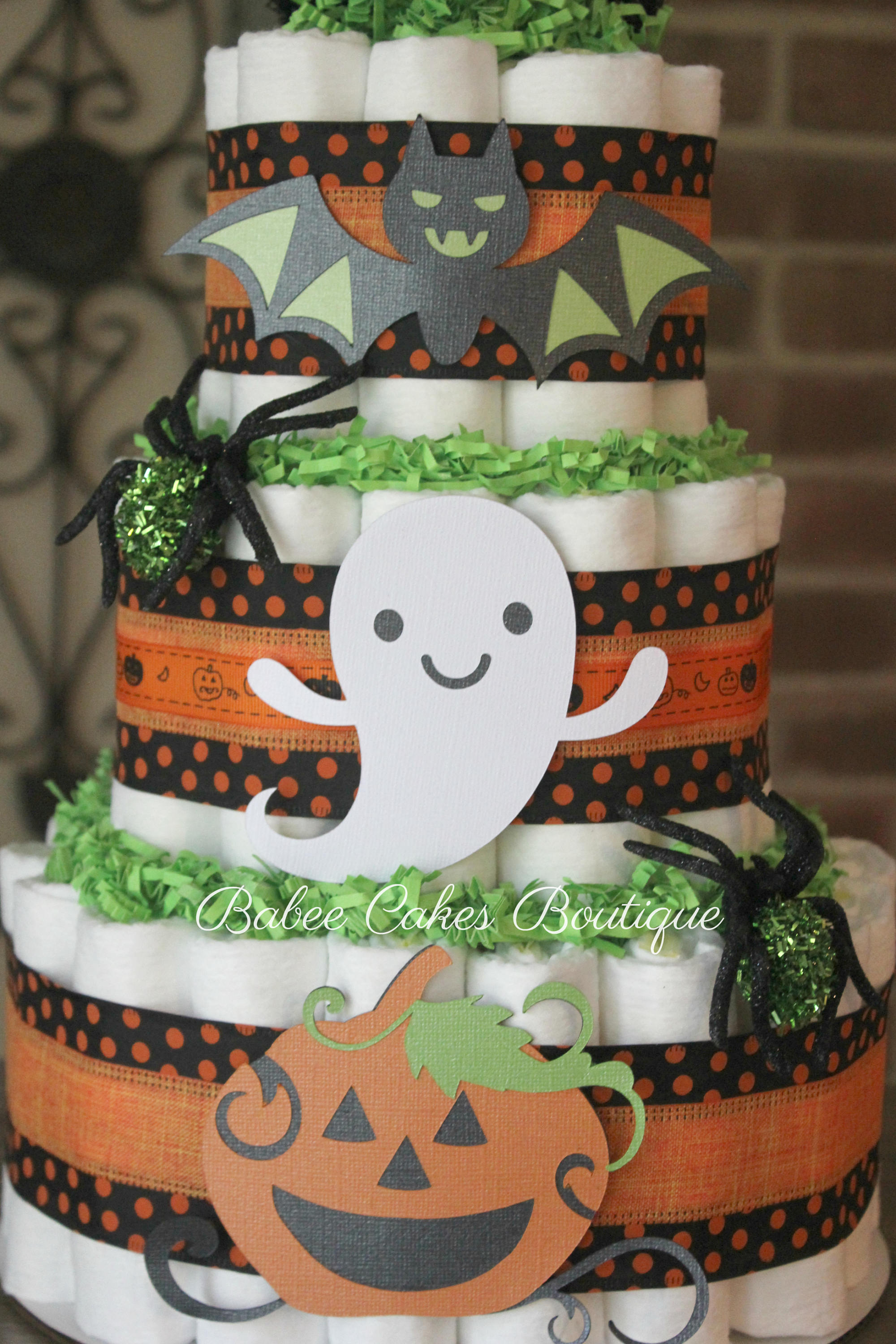3 Tier Halloween Diaper Cake Halloween Baby Shower Gender Etsy