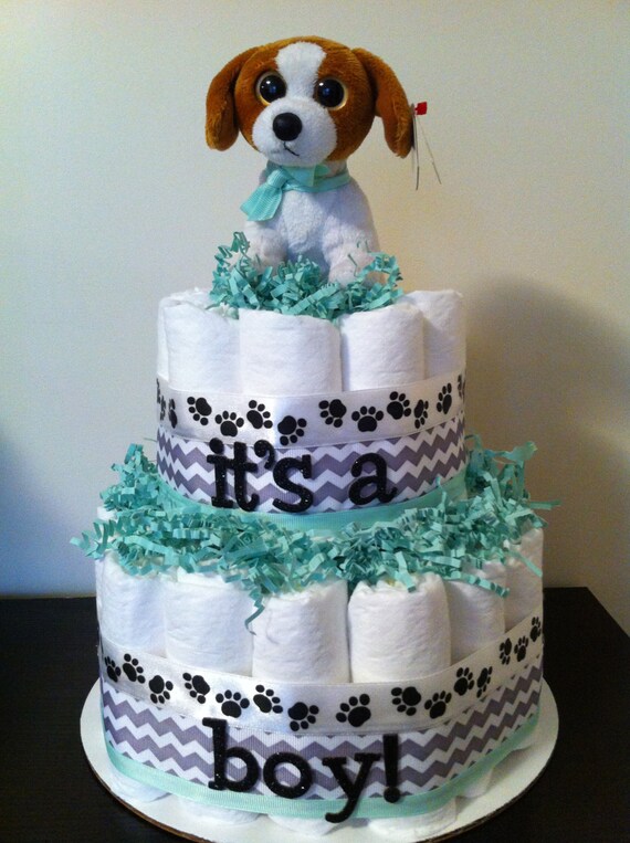 Items similar to Puppy Diaper Cake, Gender Neutral Baby Shower, Boy