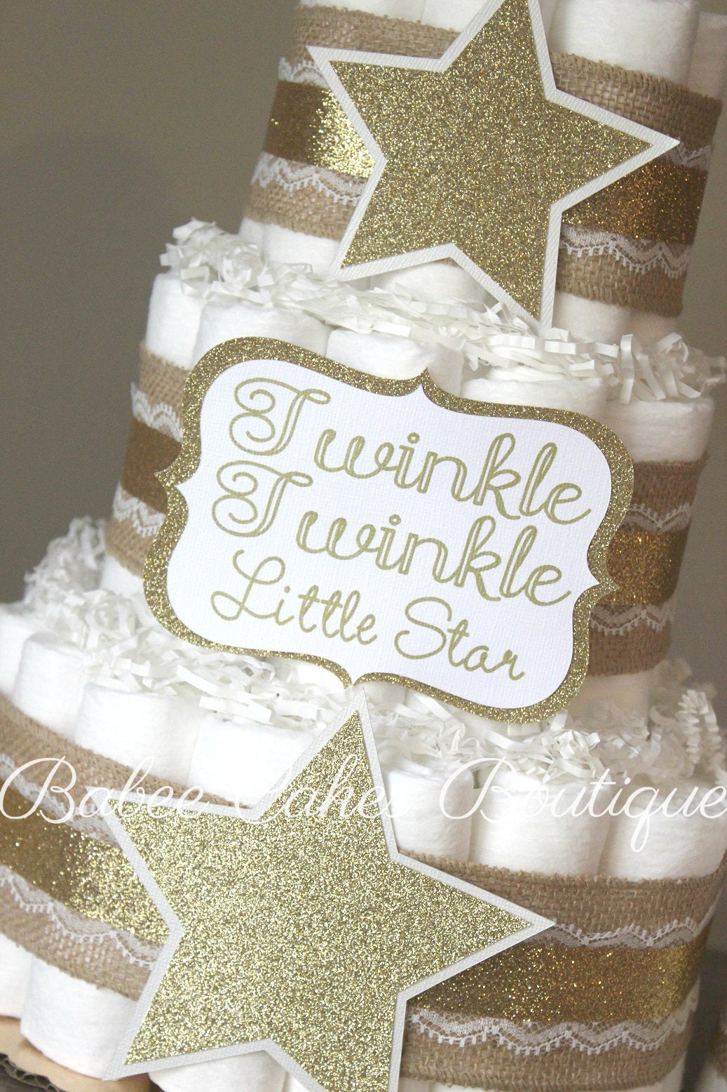 moon and stars diaper cake