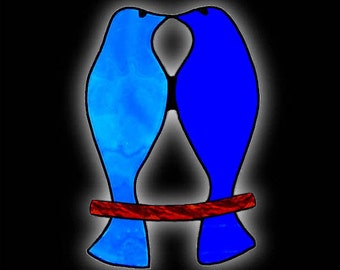 Lovebirds ~ Love Birds Stained Glass Suncatcher