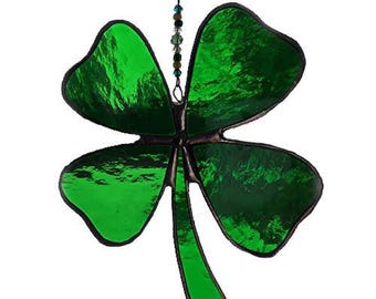 Stained Glass Four Leaf Clover Suncatcher