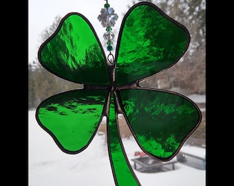 Stained Glass Four Leaf Clover Suncatcher