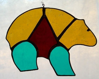 Stained Glass "Heart Bear"