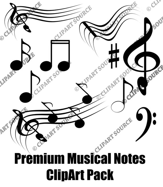 Clip Art Music Notes Clipart Silhouette File Scrapbooking Etsy