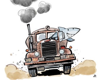 Shark Drivin' a Truck (Duel / Jaws) Illustration