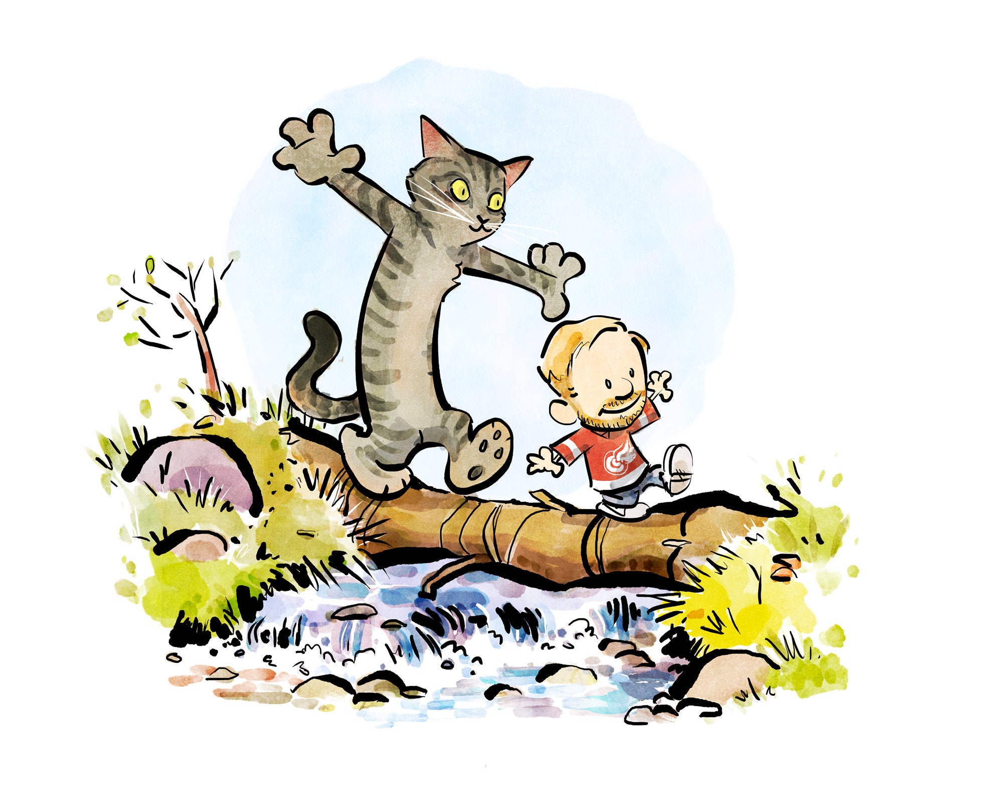 Custom Cartoon Portrait calvin and Hobbes Style - Etsy UK Custom Cartoon Portrait calvin and Hobbes Style - Etsy UK