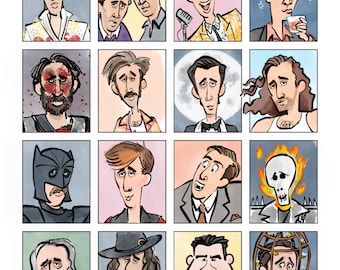 A Page of Cages - Nicolas Cage Illustration