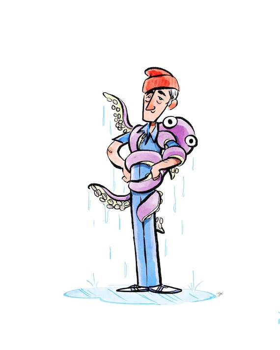Jacques Cousteau and Octopus | Etsy