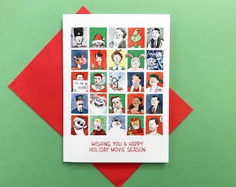 Happy Holiday Movie Season Christmas Cards (Set of 4)