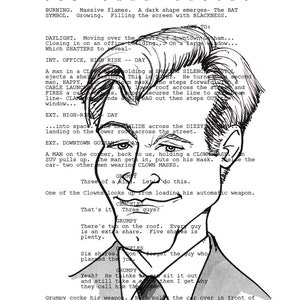 May include: A black and white illustration of a man wearing a clown mask. The man is looking up and smiling. The text "Three guys?" is written above the man's head. The text "That's it" is written below the man's head. The text "Six shares...don't forget the guy who planned the job." is written below the man's chin.