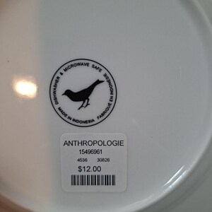 ANTHROPOLOGIE Folk Art Green Blue Artisan Designed Plate 8" #15586962 Qty 4 Ret bild 5