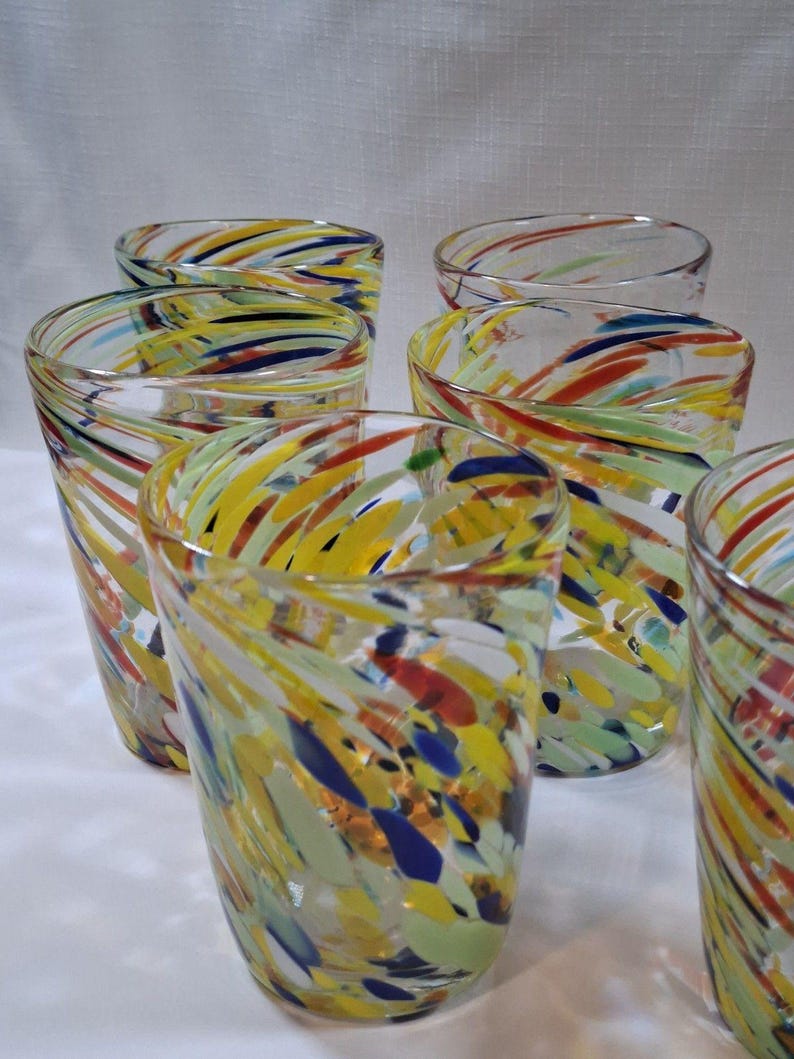 Retired ANTHROPOLOGIE #12967123 Artisan Fiesta Blown Glass Set Of 8 image 2