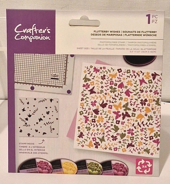Crafters Companion Flutterby Wishes Photopolymer Stamp 5.5"x5.5"  Sealed