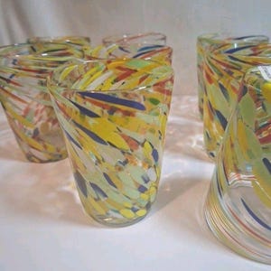 Retired ANTHROPOLOGIE #12967123 Artisan Fiesta Blown Glass Set Of 8 image 5