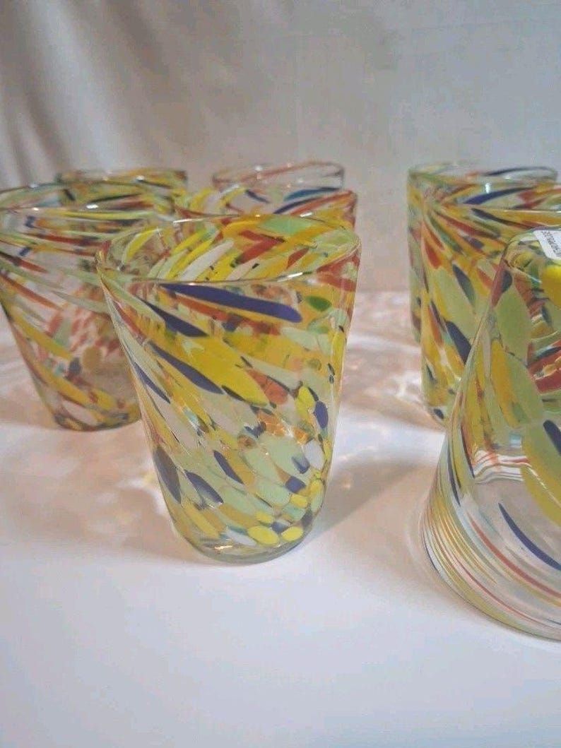 Retired ANTHROPOLOGIE #12967123 Artisan Fiesta Blown Glass Set Of 8 image 5
