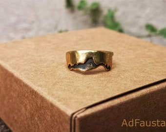 Conceptual ring, Statement ring, one-of-a-kind ring, earthy ring, brass ring, rustic ring, artisan ring, unisex ring, UK size L