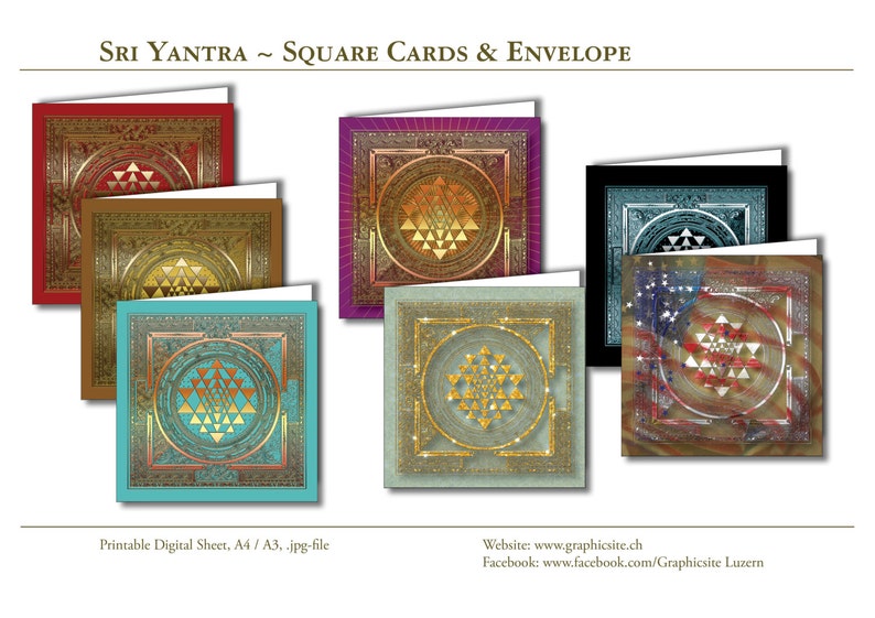 SRI YANTRA ~ Square Card Collection W/ Envelope, Instant Download - Etsy