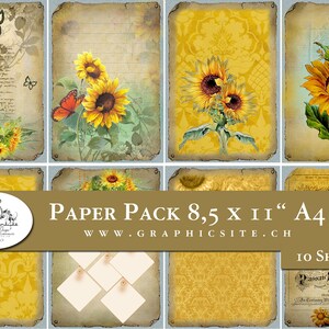 SUNFLOWERS - PaperPack, Backgrounds, Junk Journal, Instant Download