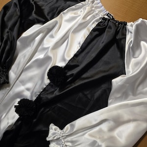 Black & White Satin Clown Costume: Vintage Inspired Unisex Terrifier Set