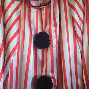 Vintage Style Satin Clown Costume: Red and White Striped Set