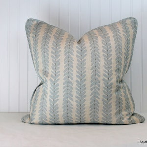 Both or One Side - ONE Schumacher Woodperry Blue/Brown/Aqua/Sage/Pink/Lilac Pillow Cover with Self Cording