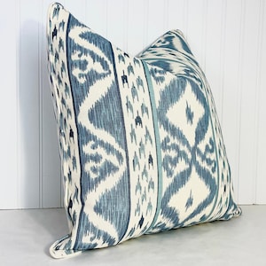 One Cowtan and Tout Rapallo Blue/Sky/Taupe lumbar pillow cover