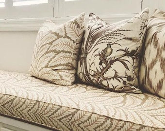 Brunschwig & Fils Bird and Thistle Pillow Cover, lumbar, Bolster Pillow