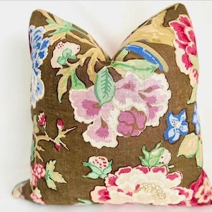 Schumacher Bermuda Blossoms Pillow Cover, Lumbar, Bolster pillow image 2