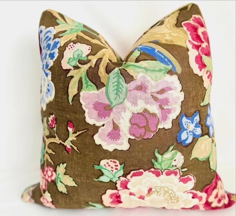 Schumacher Bermuda Blossoms Pillow Cover, Lumbar, Bolster pillow image 2