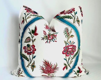 Thibaut Ribbon Floral Pillow Cover, Lumbar, Bolster Pillow