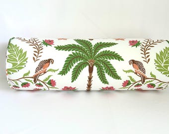 Schumacher Island Palm Pillow Cover, Lumbar, Bolster Pillow OUTDOOR