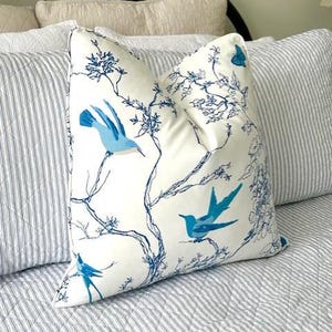 One or Both Sides - ONE Schumacher Birds and Butterflies Pillow Cover or Bolster Pillow