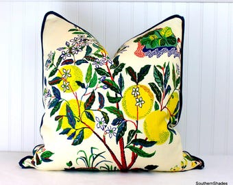 Schumacher Citrus Garden Pillow Cover, Lumbar, Bolster Pillow OUTDOOR or INDOOR Linen