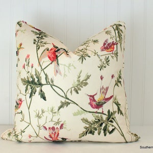 One or Both Sides - ONE Cole and Sons Hummingbird Classic Multi/Duck Egg Pillow Cover with Self Cording