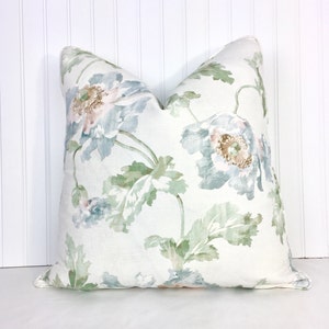 One or Both Sides - Colefax and Fowler Meriden Blue-Green/Blue/Pink-Green/Silver-Green Bolster Pillow, Pillow Cover Self-Cording or Flange