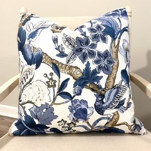 One or Both Sides Thibaut Hill Garden Blue-White/Brick-Navy/Spa Blue/White-Green/Flax/Coral-Green image 2