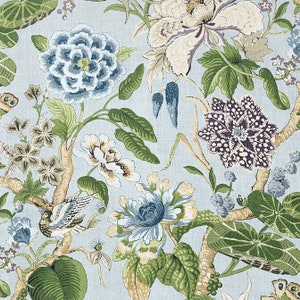 One or Both Sides Thibaut Hill Garden Blue-White/Brick-Navy/Spa Blue/White-Green/Flax/Coral-Green image 7