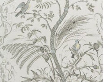 Birds and Thistle Wallpaper by the roll Grey/Beige/Aqua/Blue/Green/Silver