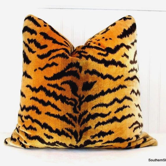 Scalamandre Tigre Velvet Pillow Cover, lumbar, bolster pillow