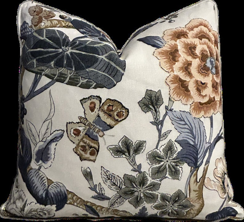 One or Both Sides Thibaut Hill Garden Blue-White/Brick-Navy/Spa Blue/White-Green/Flax/Coral-Green image 5