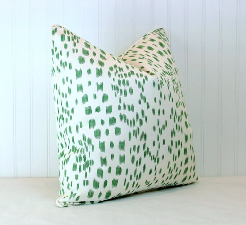 Les Touches BlueGreenPinkBordeauxAquaTan Pillow Cover with Self Cording One or Both Sides