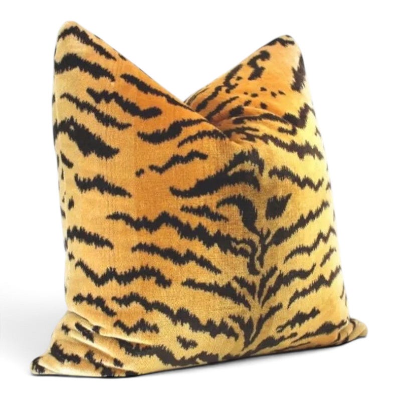 Scalamandre Tigre Velvet Pillow Cover, lumbar, bolster pillow image 2