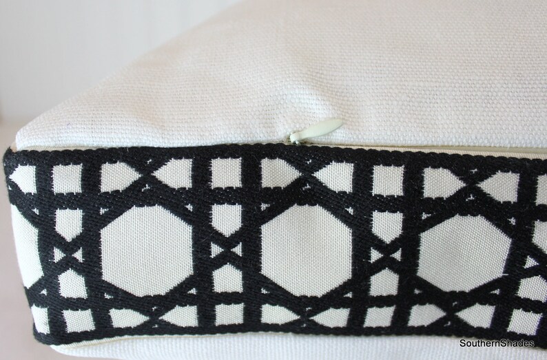 ONE Blanc Linen Box Pillow / Gusset Pillow Cover With Trim Etsy