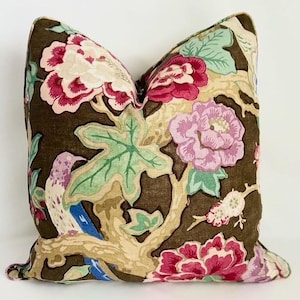 Schumacher Bermuda Blossoms Pillow Cover, Lumbar, Bolster pillow image 1