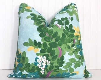 One or Both Sides -  Thibaut Central Park Sky blue/Blue-green/Green/Navy-Pink/Pink/Spa Blue Pillow Cover or Bolster pillow