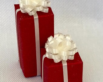 Tall or Short Sparkly Red Gift w White Bow