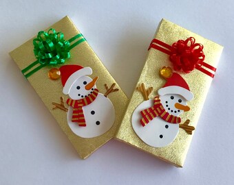 Snowmen w Red Cap on Gold