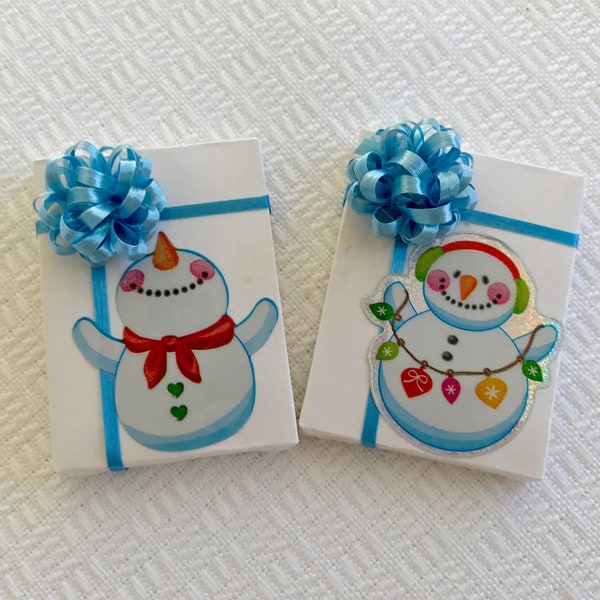 Happy Happy Snowmen Blue on White